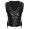 Punk Men Dieselpunk Waistcoat Black Gothic Faux Leather Men Gothic Vest 